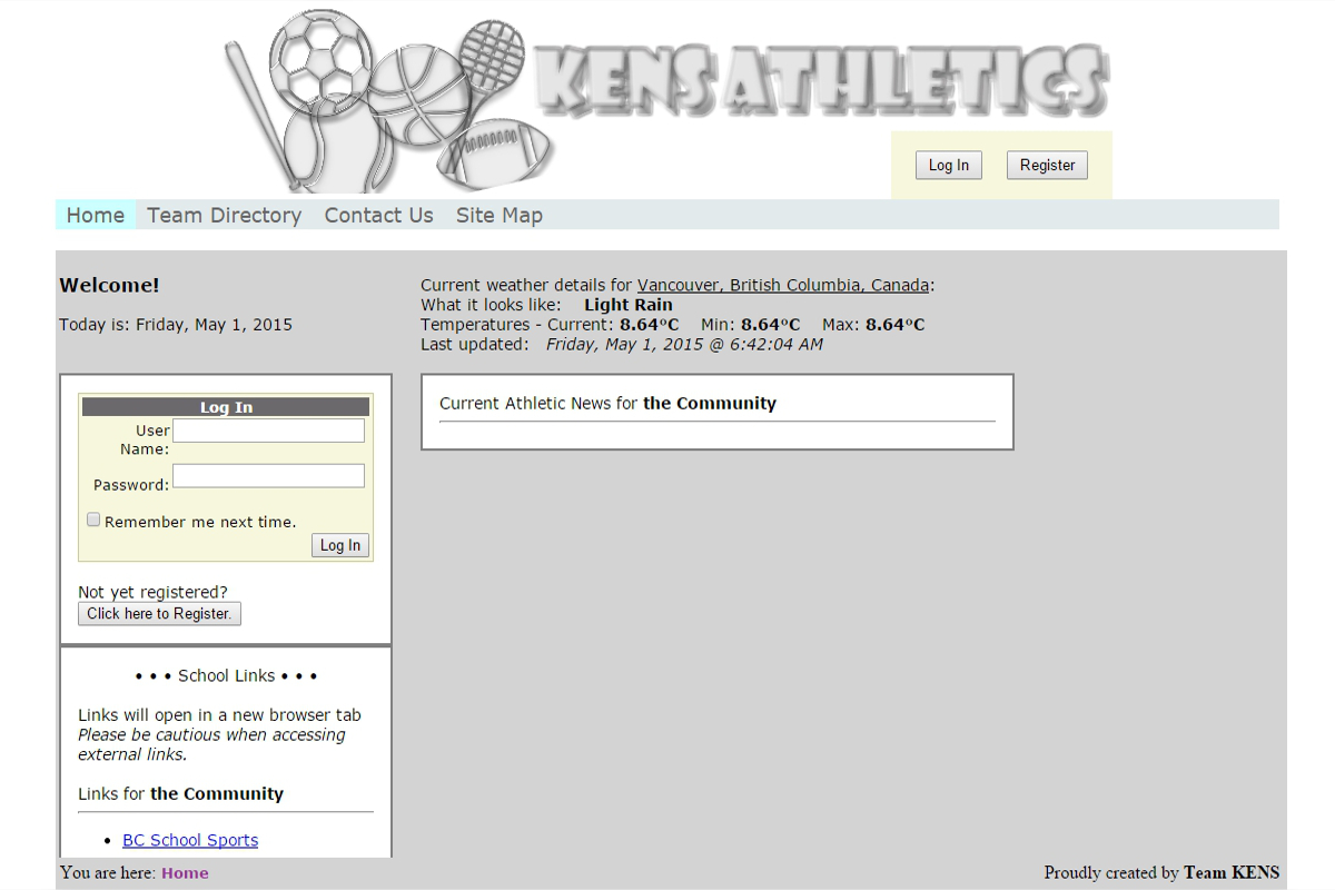 Screenshot from the Athletic Points System